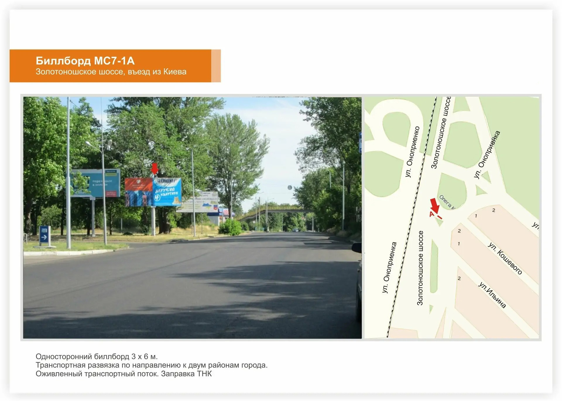 Billboard Cherkasy,  Zolotonis'ke sose, zapravka TNK
