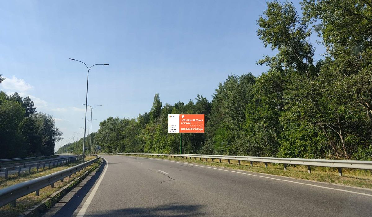 Billboard Vishgorod,  avtomobil'na doroga R-69 "Kiiv-Visgorod-Desna-Cernigiv", 700 m. vid dorozn'ogo znaku "Visgorod" u napramku avtomobil'noi dorogi R-02 "Kiiv-Ivankiv-Ovruc" (S. Novi Petrivci), pravoruc