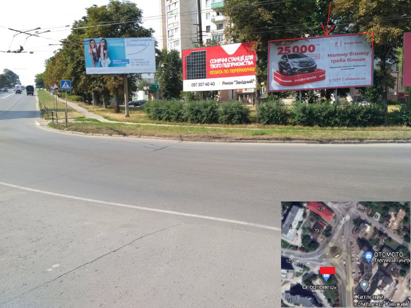 Billboard Ternopil,  st. Zivova - povorot na st. Mikulinec'ka 2-j