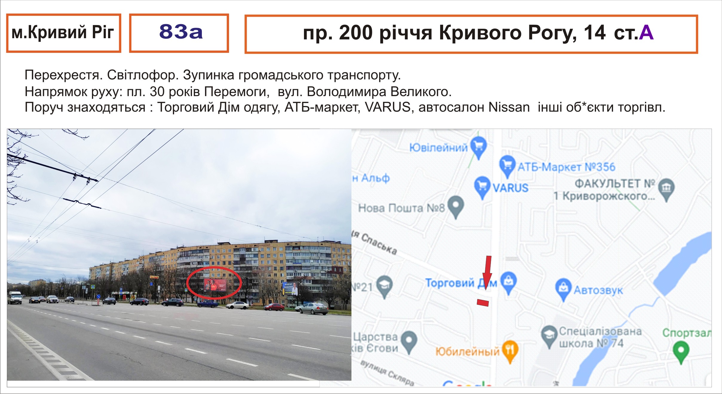 Билборд Кривой Рог,  пр. 200 річчя Кривого Рога ,14