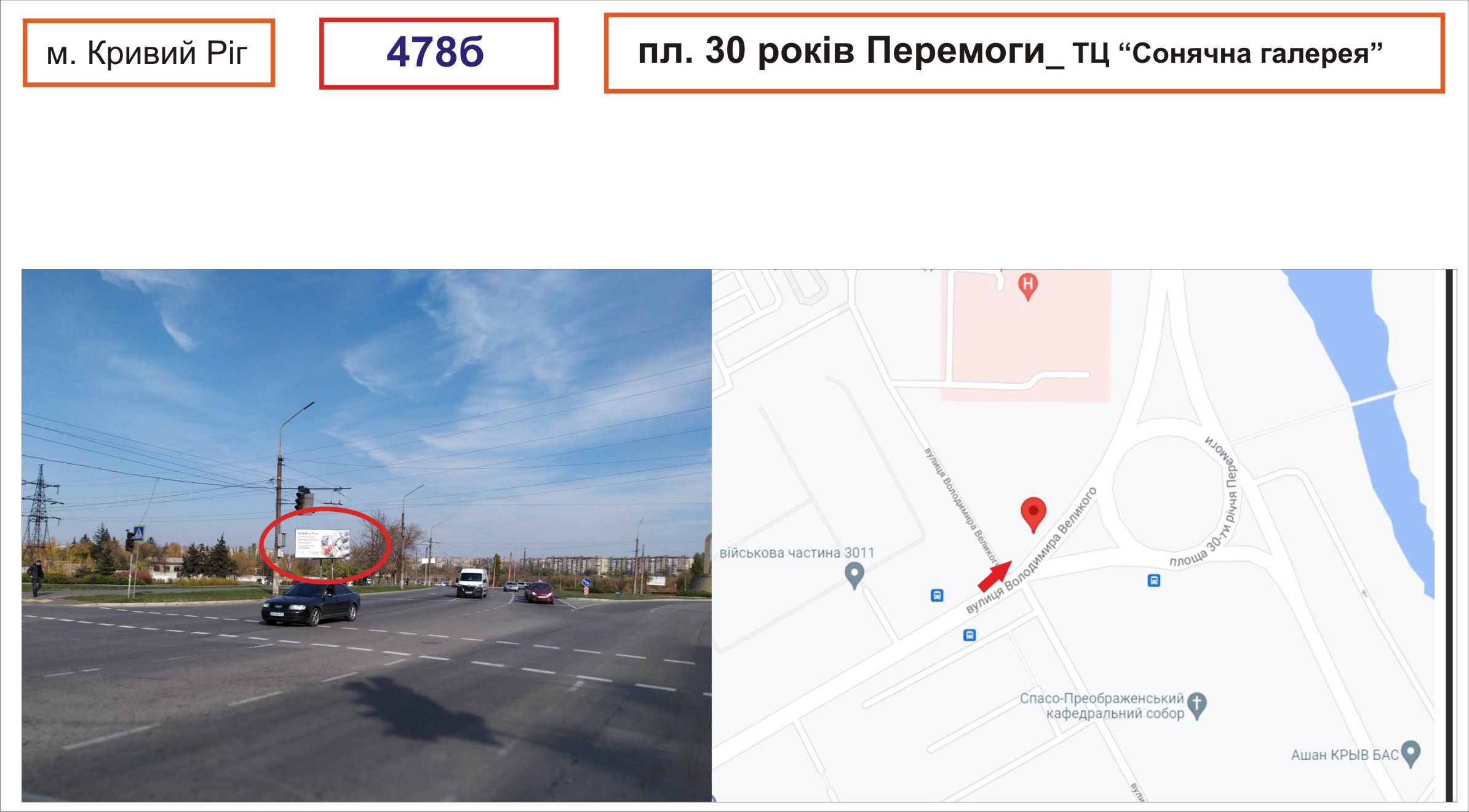 Билборд Кривой Рог,  пл. 30 річчя Перемоги