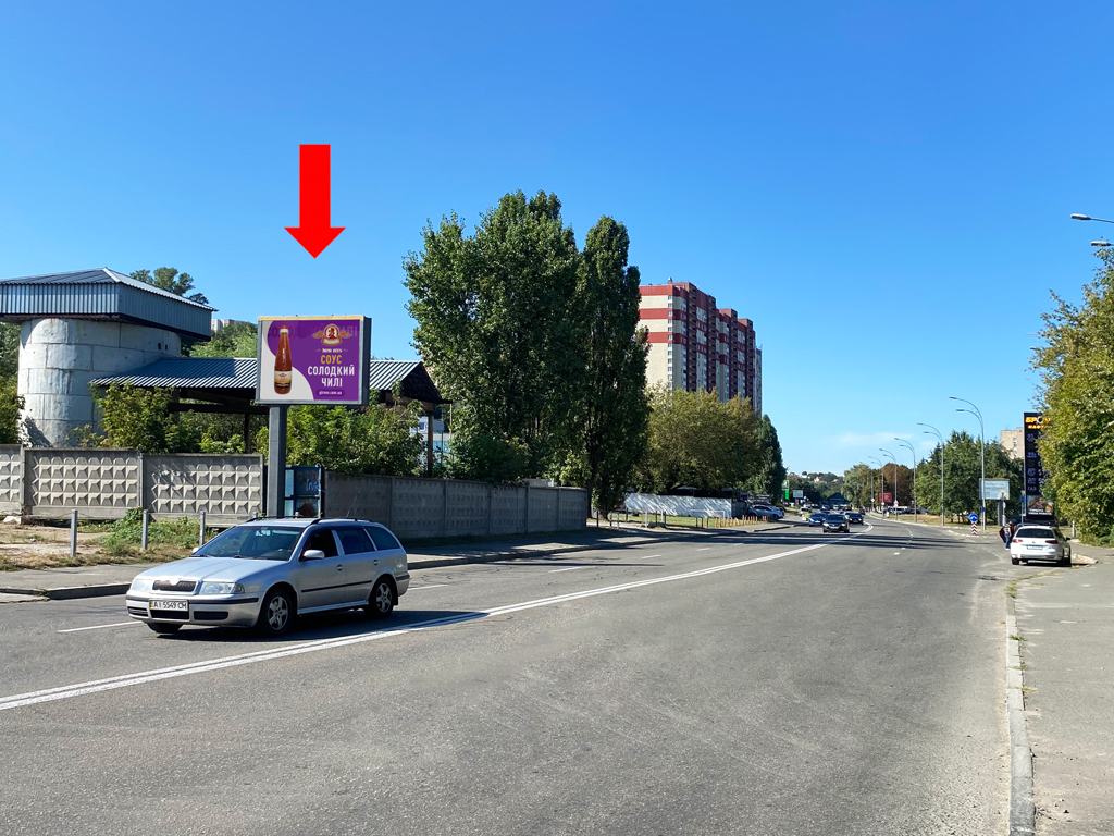 Billboard Kyiv,  Brozka st. (kolis. Kirovograds'ka st.), navproti AZS "Glusco", v storonu Lobanovs'kogo av. (kol. Cervonozoranij av.)