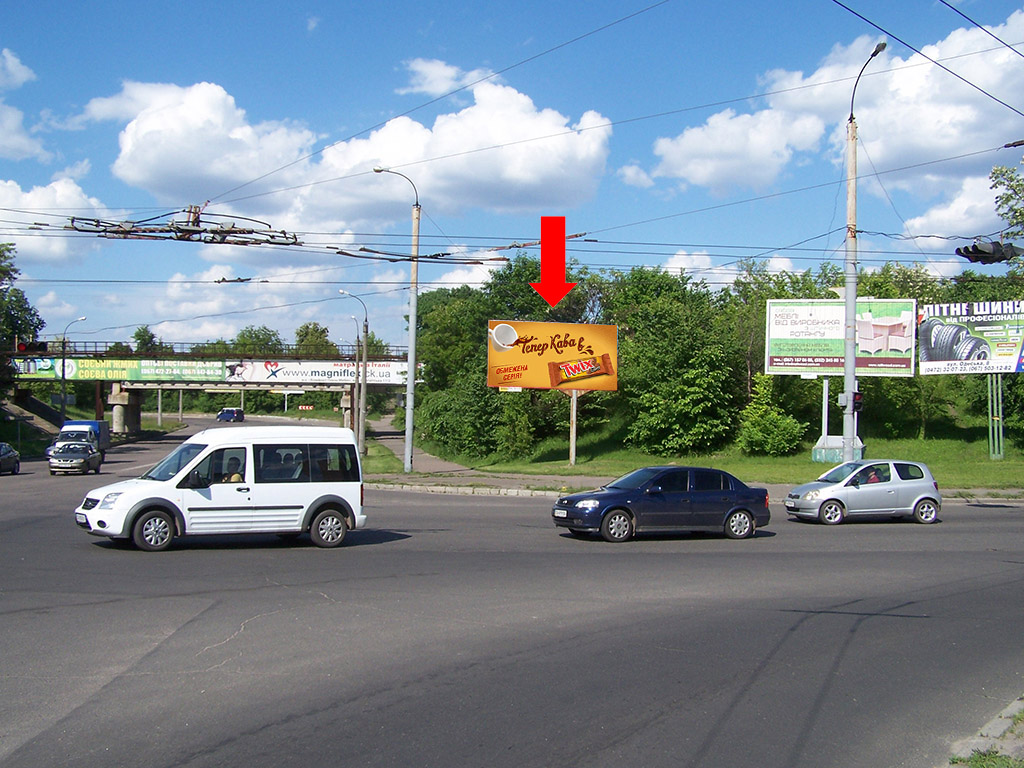 Билборд Черкассы,  Сумгаїтська вул. / Одеська вул., біля АЗС "Amic", з боку автозаводу "Богдан"