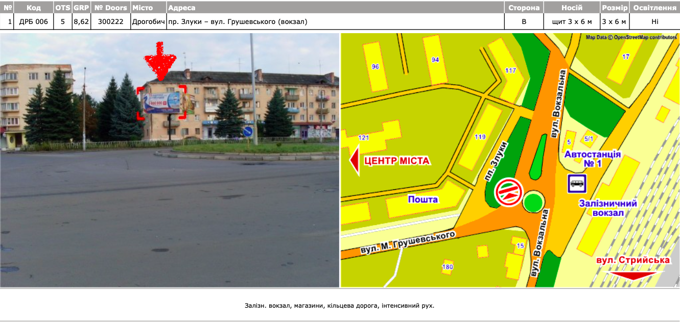 Билборд Луцк,  пр. Злуки – вул. Грушевського (вокзал) Б ст.