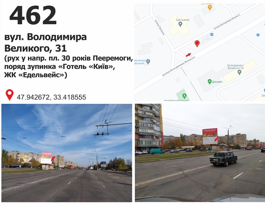 Билборд Кривой Рог,  вул. Володимира Великого (Мелешкіна),29в (ЖК "Созидатель"), рух у напрямку пл. 30 років Перемоги