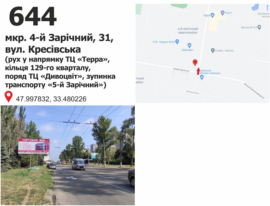 Билборд Кривой Рог,  мкр. 4 Зарічний, 31 - вул. Електрозаводська (ТК "Дивоцвіт"), дв-е к 129 кв.