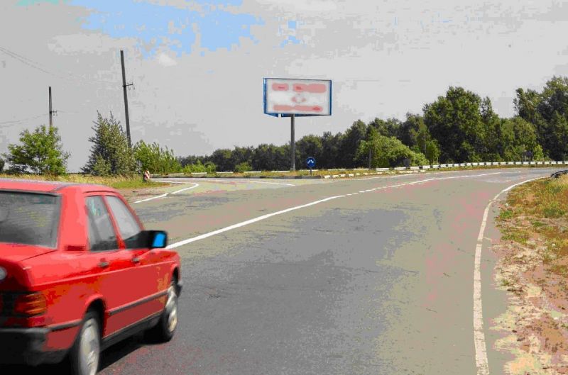 Билборд Фастов,  перекресток ул. Щербакова, Окружной и дороги на Бышев (клумба) выезд на Окружную