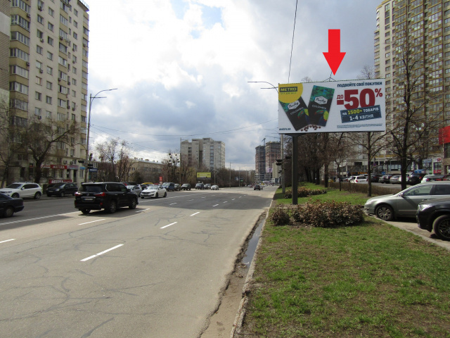 Video billboard Kyiv,  Golosiivs'kij prosp., 58a (do st. m. Golosiivs'ka, gotel' "Mir", park Golosiivs'kij), v napramku Odes'ka plosa