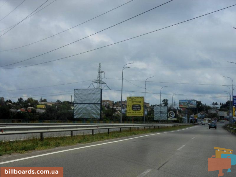 Billboard Irpin,  m. Irpin', trasa M-07 "Kiiv-Kovel'", km 22+950 pravo, mist cerez r. Irpinka, cerez 800m pisla rozvilki Irpin'-Gostomel'-Buca, ZK "Gostomel' Rezidens", verh