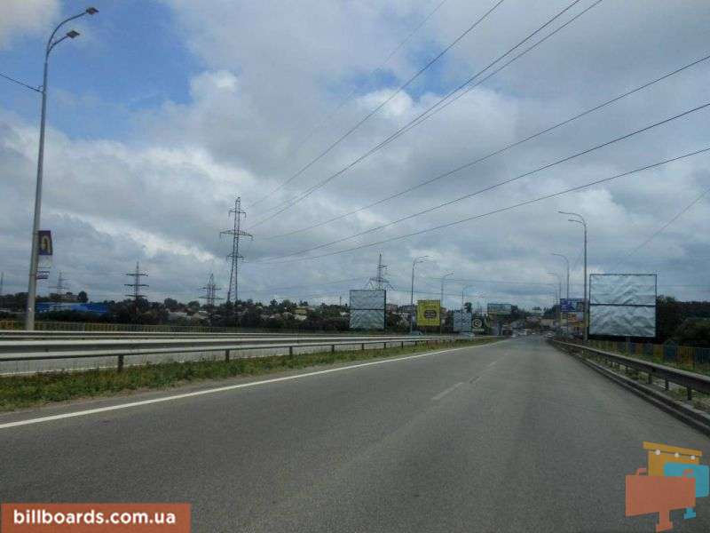 Billboard Irpin,  m. Irpin', trasa M-07 "Kiiv-Kovel'", km 22+975 livo, mist cerez r. Irpinka, cerez 775m pisla rozvilki Irpin'-Gostomel'-Buca, ZK "Gostomel' Rezidens", verh