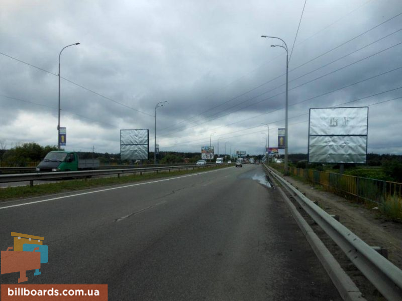 Billboard Irpin,  m. Irpin', trasa M-07 "Kiiv-Kovel'", km 22+975 livo, mist cerez r. Irpinka, za 775m do rozvilki Irpin'-Gostomel'-Buca, ZK "Gostomel' Rezidens", niz