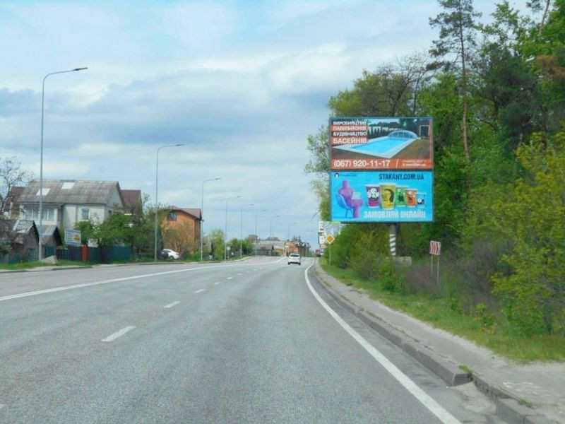 Билборд Гостомель,  смт. Гостомель, траса М-07 "Київ-Ковель", км 22+050 право, вул. Кулішова, 13, перед поворотом на с. Горенка, верх
