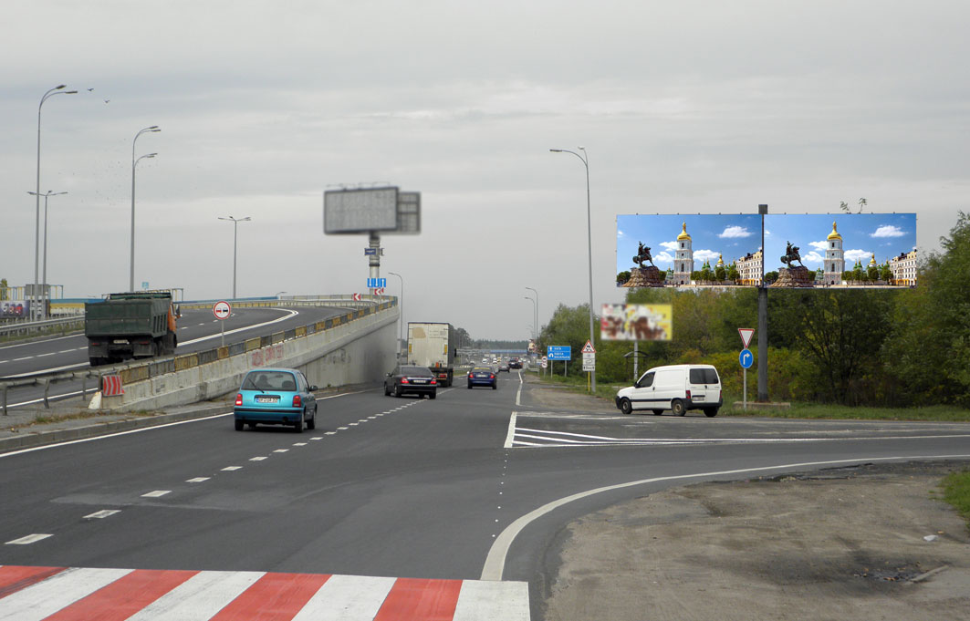 Білборд, бігборд (борд)  Глеваха,  траса Одеса-Київ/виїзд з Васильківа (А) лівий - 10 км до Київа