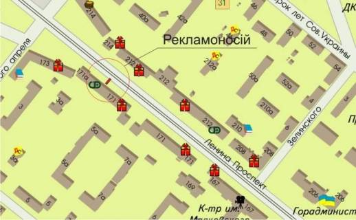 Citylight A in Zaporizhzhya, 1.8x1.2  av. Lenina 171 scheme