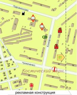 Билборд A в Запорожье, 3x6  ул. Чумаченко 38 (выезд с Космоса) схема