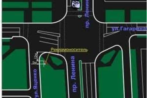 Билборд A в Запорожье, 3x6  пр. Ленина - ул. Гагарина - ул. Яценко схема