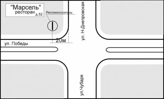 Prismatron, Prism A in Zaporizhzhya, 3x6  st. Pobedy - st. Niznedneprovskaa - 222649 scheme
