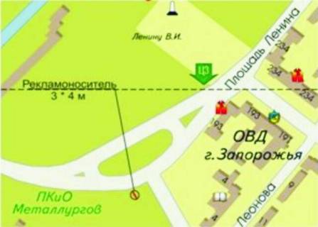 Бэклайт B в Запорожье, 3x4  пл. Ленина / выезд с ДнепроГЭСа на левый берег схема