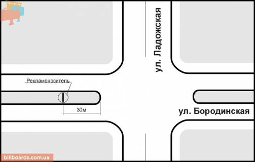 Билборд  в Запорожье ул. Южное шоссе - ул.Диагональная схема
