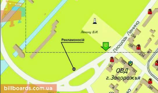 Билборд  в Запорожье Южное шоссе 52 (к пр. Металлургов) схема