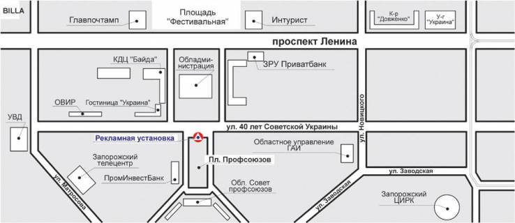 Призма A в Запорожье, 3x6  пл. Профсоюзов напротив обладминистрации - 222655 схема