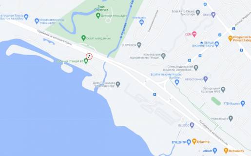 Билборд B в Запорожье, 6x3  Набережна - Українська - від вокзалів схема