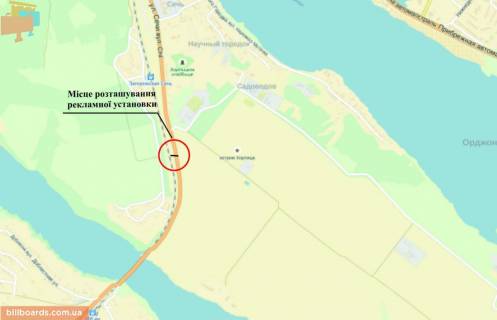 Билборд A в Запорожье о.Хортиця, ост. ЦИМЕЖ, въезд на второй мост Інженера Преображенського схема