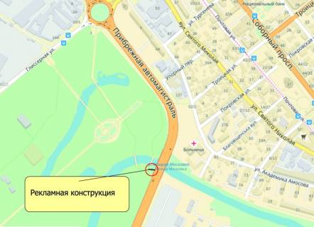 Билборд A в Запорожье ул.Набережная магистраль речка Мокрая Московка схема