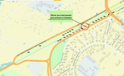 Билборд A в Запорожье вул.Величара (Тюленіна), в сторону вул.Перемоги, перед поворотом схема