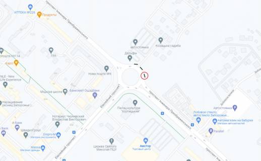 Билборд A в Запорожье, 6x3  пр. інж.Преображенського-пр. Ювілейний, кільце, другий праворуч на кільці схема