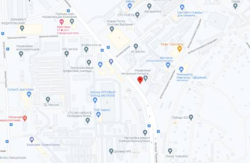 Билборд B в Запорожье, 6x3  вул. Перемоги, Нацполіція, Нова Пошта схема