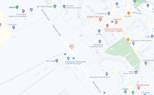 Билборд B в Запорожье, 6x3  Хортицьке шосе вул. Рубана схема