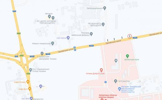 Билборд B в Запорожье, 6x3  Оріхівське шосе, 0,5 км від ДАІ, до авторинку схема