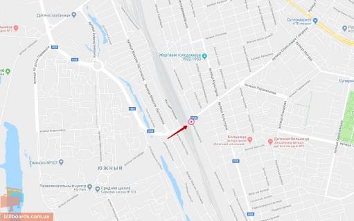 Билборд A в Запорожье, 6x3  вул. Радгоспна, міст над залізницею схема