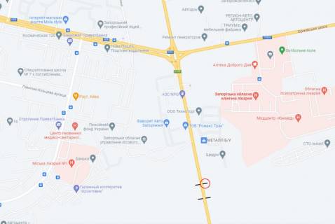Билборд B в Запорожье, 6х3  траса Харків  Сімферополь, 400 м від поста ДАІ (у бік м. Сімферополь) схема
