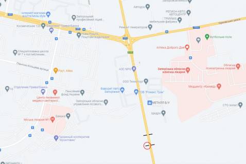 Билборд B в Запорожье, 6x3  траса Харків - Сімферополь, 800 м. від поста ДАІ схема