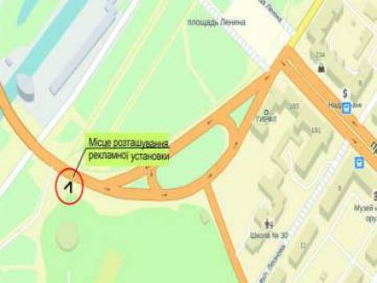 Билборд A в Запорожье, 6х3  пр.Соборний, зїзд з греблі у бік залізничного вокзалу схема