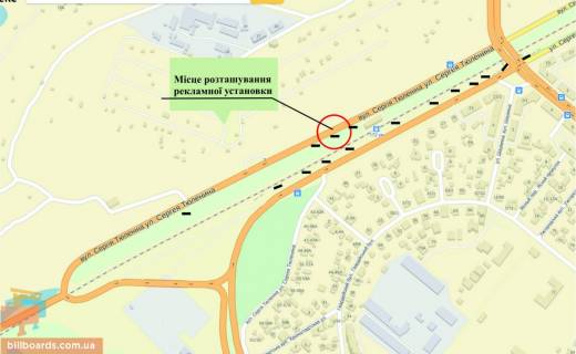 Билборд A в Запорожье Величара (Тюленіна), в строну моста Інженера Преображенського, ст.172 км схема