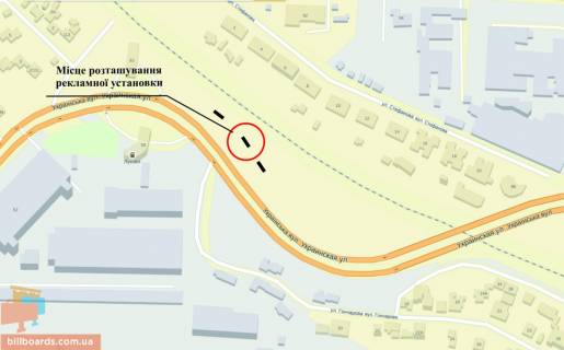 Билборд A в Запорожье вул.Українська, вул.Стефанова, біля ЗД схема