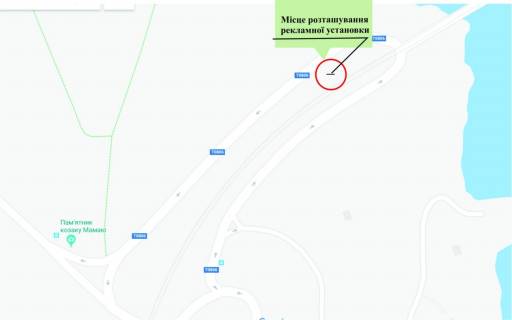 Билборд A в Запорожье о.Хортиця, зїзд з моста Преображенського, уздовж зал.колії 171км+950м схема
