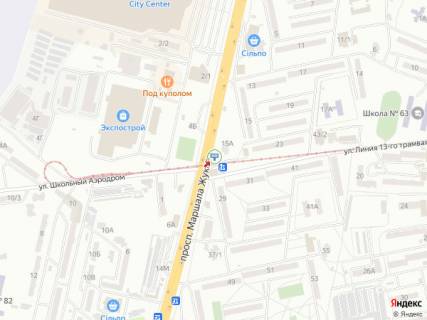 Білборд, Бігборд (Борд)  A у Одесі, 3х6  Небесної Сотні просп. (Маршала Жукова просп.)., 15а - Шкільний Аеродром схема