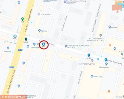 Білборд, Бігборд (Борд)  A у Дніпро (Дніпропетровськ), 6х3  вул. Калинова, 11Б - просп. Слобожанський (Газ. Правда), ринок схема