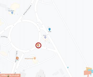 Бэклайт A в Днепр (Днепропетровск) 106А,Набережна Перемоги АЗС Рубікс, МАКДОНАЛДС, БІЛЛА, КОМФІ, в центр схема