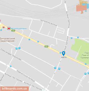 Билборд A в Днепр (Днепропетровск) s081А,Сергія Нігояна пр. (кол. Калініна пр.) - вул. Щепкіна, біля ТРЦ КОЛІЗЕЙ, в центр, біля світлофора схема