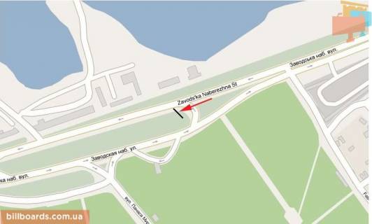 Билборд A в Днепр (Днепропетровск) s169А,вул. Набережна Заводська на ж-м Червоний камінь (Льодова арена) схема
