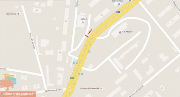 Билборд A в Днепр (Днепропетровск) s165А,просп. І. Мазепи (Петровського), 58, біля ТЦ КИЇВСЬКИЙ, до виїзду з міста схема