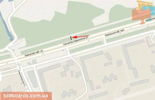 Билборд A в Днепр (Днепропетровск) s168А,вул. Набережна Заводська (навпроти McDonalds, Billa) опора 536-538 схема