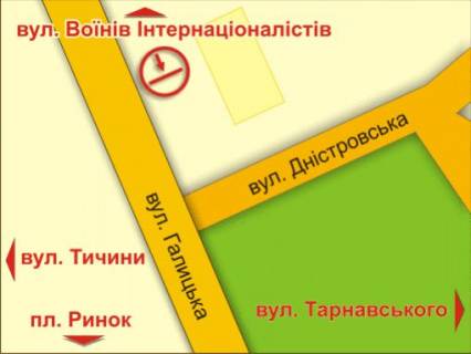Ситилайт A в Львове вул. Дністровська, 3 (універмаг "Прикарпаття"), місце 1 схема