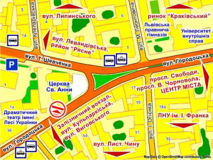 Бэклайт B в Львове вул. Городоцька, 32, розмір 2,3 х 3,2 м беклайт схема