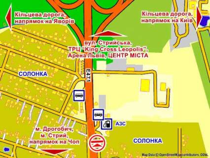 Білборд, Бігборд (Борд)  A у Львові с. Солонка ( біля АЗС "WOG"), 5х12 м схема